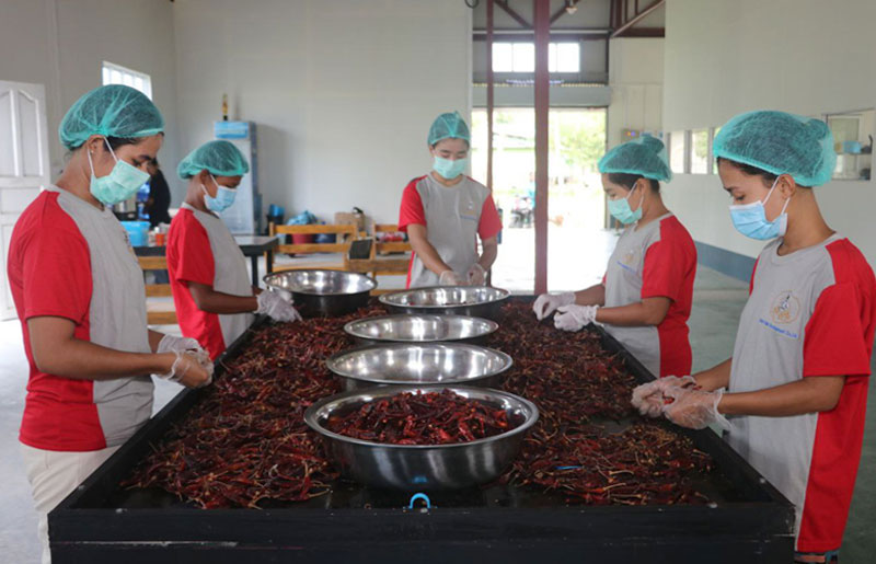 The workplace of the Oh Thu Gyi Arakanese food manufacturing operation. (Photo: Tin Nyein Oo)